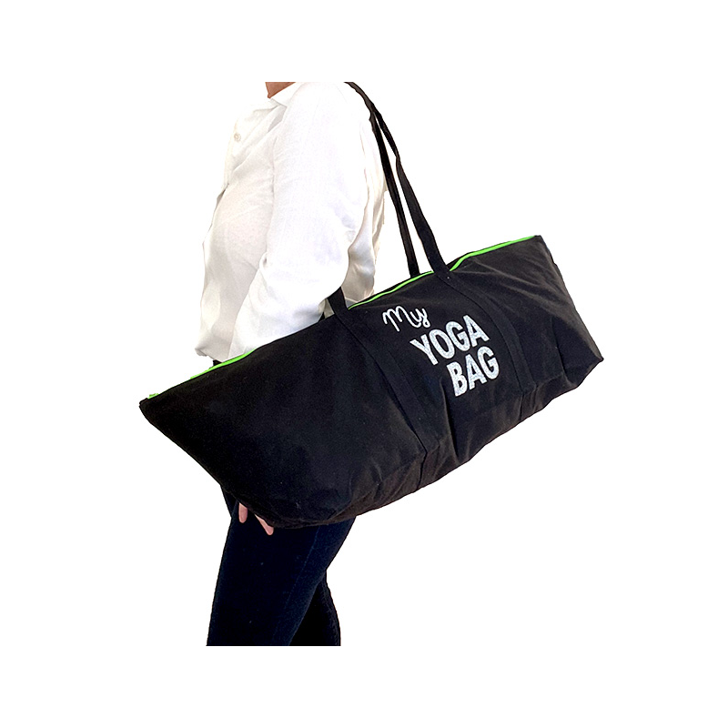 Customized black cotton Pilates mat bag - Maud Fourier Paris