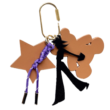 porte cle lucky charm nounours cuir camel maud fourier