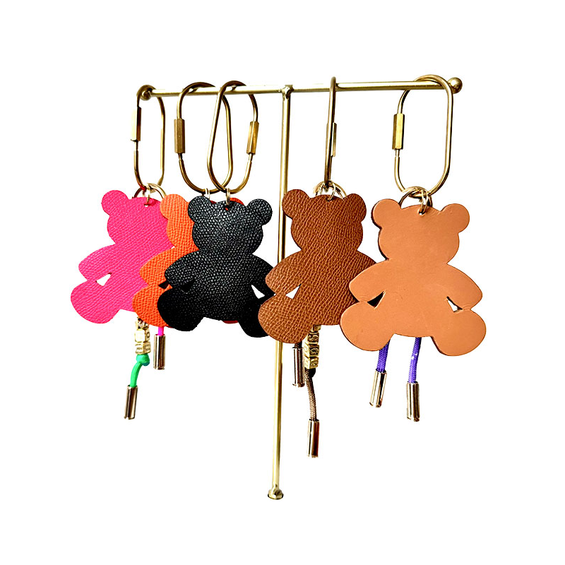 Teddy bear leather keyring lucky Charm maud fourier paris