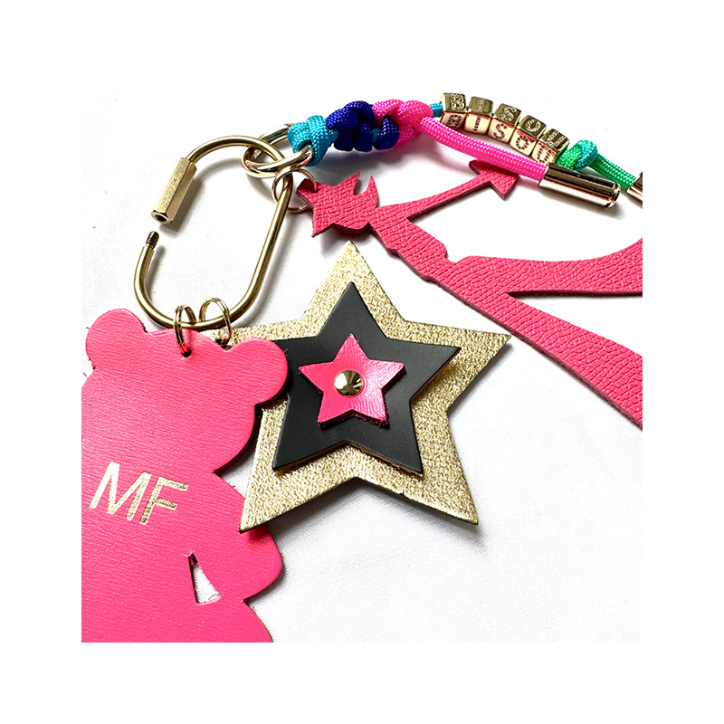 monogram leather pink key ring Teddy bear maud fourier