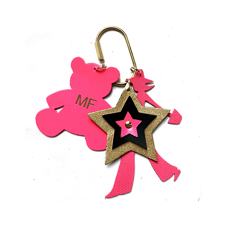 monogram leather key ring Teddy bear maud fourier