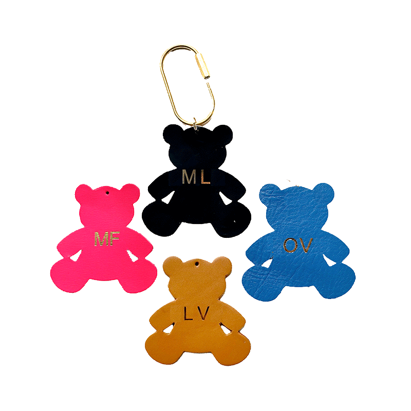 monogram leather key ring Teddy bear maud fourier paris