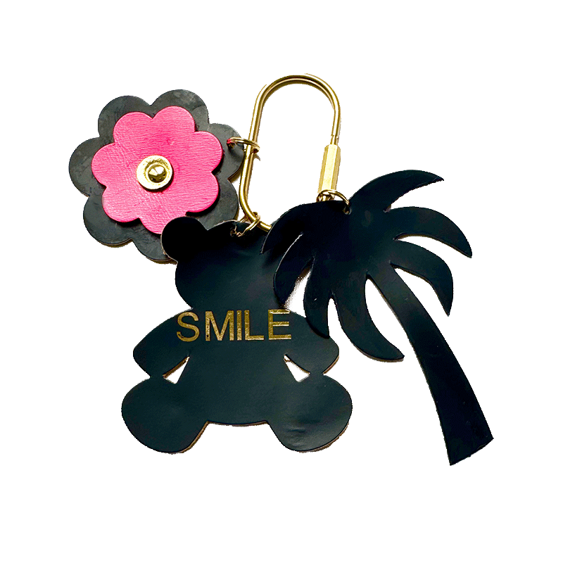 porte cle smile lucky charm cuir maud fourier