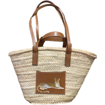 leopard beach straw basket leather by maud fourier